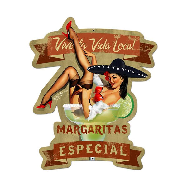Margarita Especial Pin Up Bar Sign Large Cut Out 20 x 24