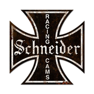Schneider Racing Rusted Cross Sign Large Cut Out 28 x 28