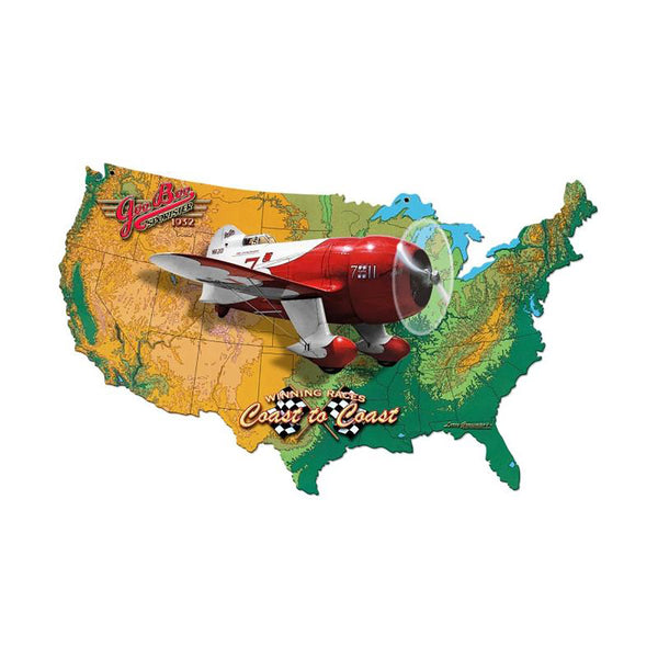 Gee Bee Sportster Airplane USA Sign Large Cut Out 25 x 16