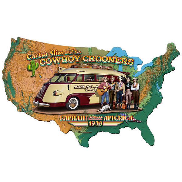 Cactus Slim Cowboy Country Music USA Sign Large Cut Out 25 x 16