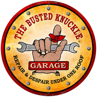 Busted Knuckle Logo Garage Metal Sign Large Round 28 x 28