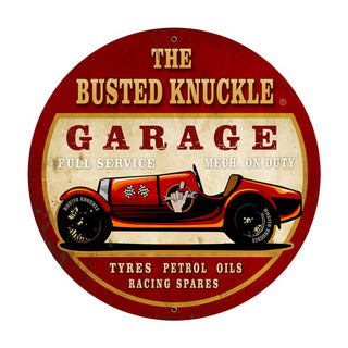 Busted Knuckle Full Service Garage Round Sign Large 28 x 28