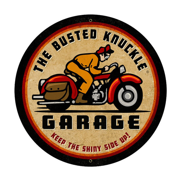 Busted Knuckle Garage Motorcycle Metal Sign Large Round 28 x 28