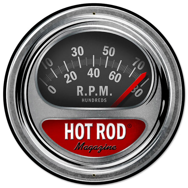 Hot Rod Magazine Speedometer Metal Sign Large Round 28 x 28