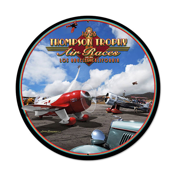 Thompson Trophy Air Races Metal Sign Large Round 28 x 28