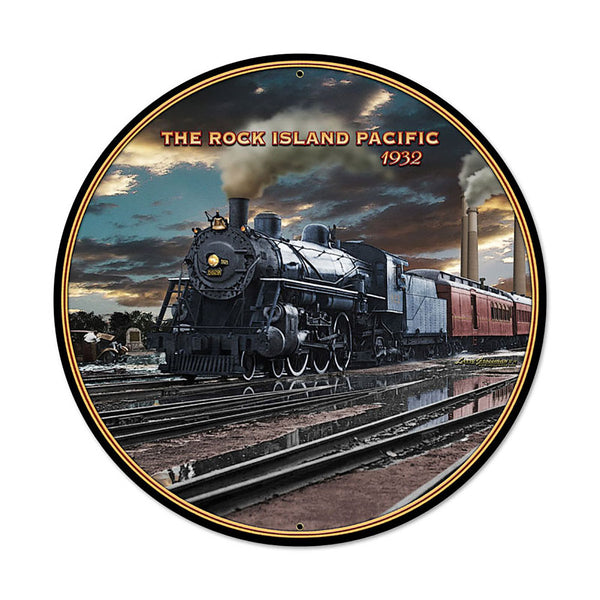 Rock Island Pacific Railroad Metal Sign Large Round 28 x 28