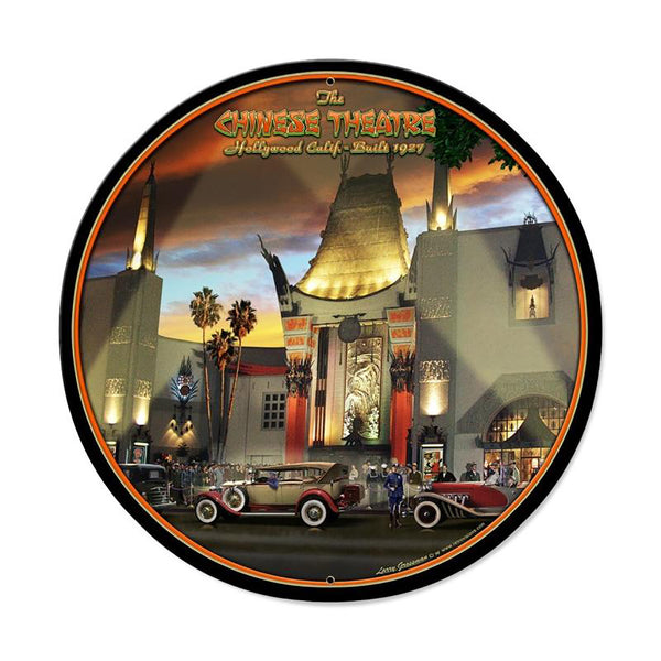 Chinese Theatre Premiere Night Metal Sign Large Round 28 x 28