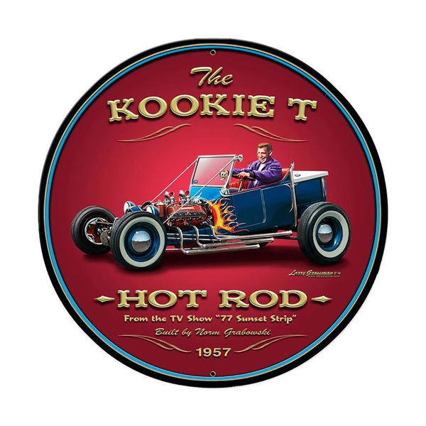 Kookie T Sun Set Strip Hot Rod Metal Sign Large Round 28 x 28
