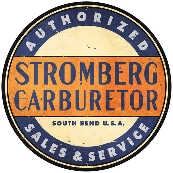 Stromberg Carburetor Authorized Sales Metal Sign Large Round 28 x 28