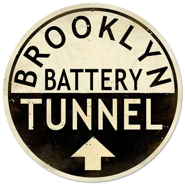 Brooklyn Battery Tunnel Metal Sign Large Round 28 x 28