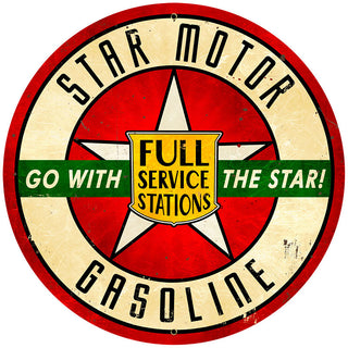 Star Motor Gasoline Metal Sign Large Round 28 x 28