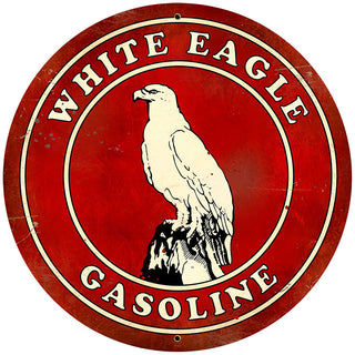 White Eagle Gasoline Metal Sign Large Round 28 x 28