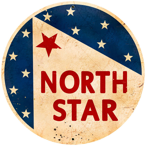 North Star Gasoline Metal Sign Large Round 28 x 28