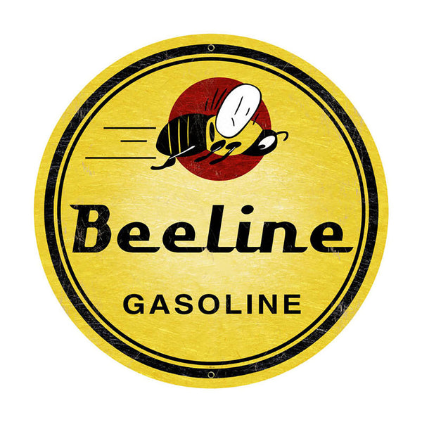 Beeline Gasoline Metal Sign Large Round 28 x 28