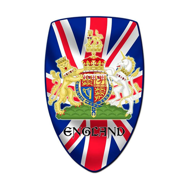 England Coat of Arms Shield Metal Sign Large 21 x 32