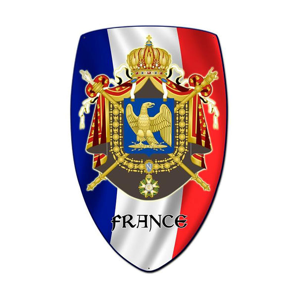 France Coat of Arms Shield Metal Sign Large 21 x 32