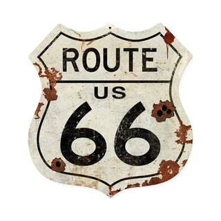 Route 66 Rusted Look Shield Sign Large 28 x 28