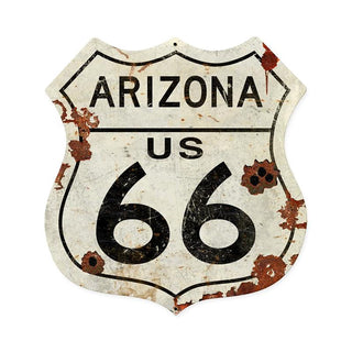 Arizona Route 66 Rusted Look Shield Sign Large 28 x 28