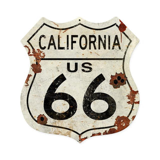 California Route 66 Rusted Look Shield Sign Large 28 x 28