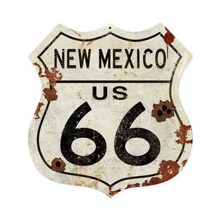 New Mexico Route 66 Rusted Look Shield Sign Large 28 x 28