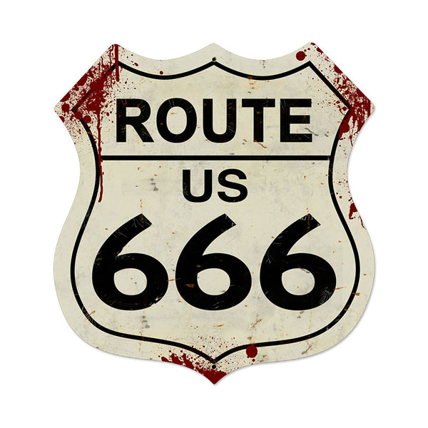 Route 666 Rusted Look Shield Sign Large 28 x 28