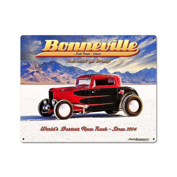 Bonneville Hot Rod Fastest Race Track Sign Large 22 x 28
