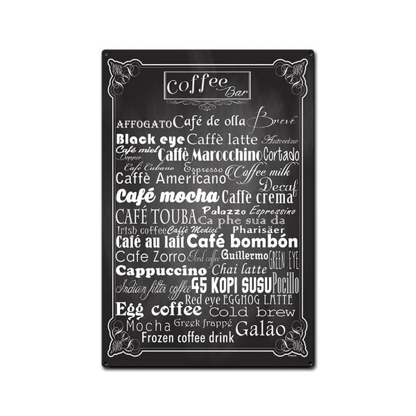 Coffee Bar Cafe Drink Menu Sign Large 16 x 24