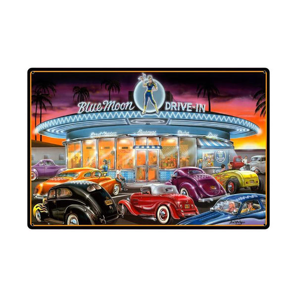 Blue Moon Drive In Diner Sign Large 36 x 24