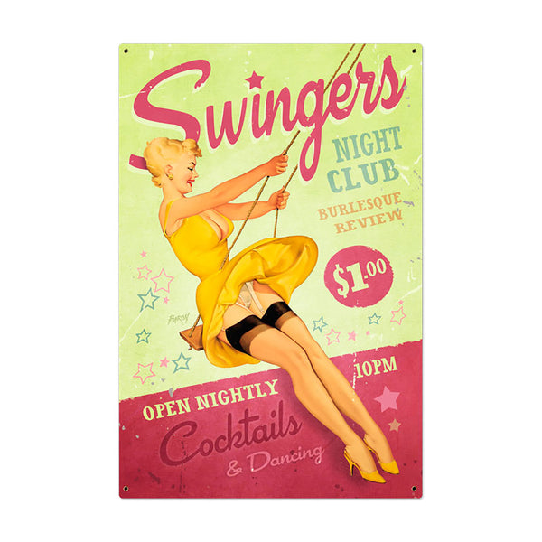 Swingers Night Club Burlesque Pin Up Sign Large 24 x 36