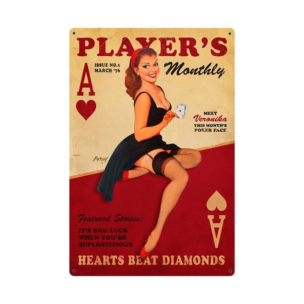 Players Monthly Pin Up Poker Sign Large 24 x 36