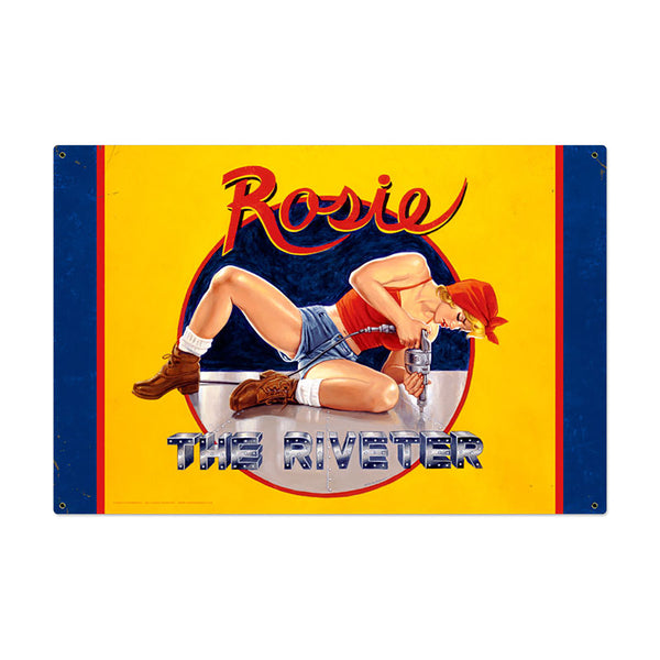 Rosie the Riveter at Work Pin Up Sign Large 36 x 24