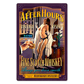 After Hours Scotch Whiskey Pin Up Adult Sign Large 24 x 36