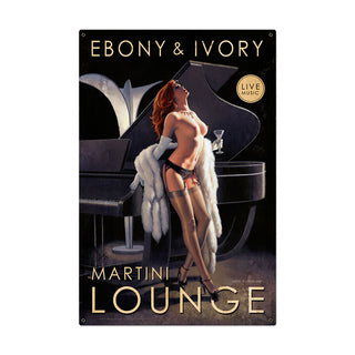Ebony & Ivory Martini Lounge Pin Up Adult Sign Large 24 x 36