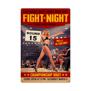Fight Night Boxing Ring Girl Pin Up Sign Large 24 x 36