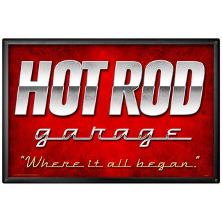 Hot Rod Garage Red Sign Large 36 x 24