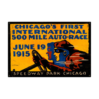 Chicago International Auto Race 1915 Sign Large 36 x 24