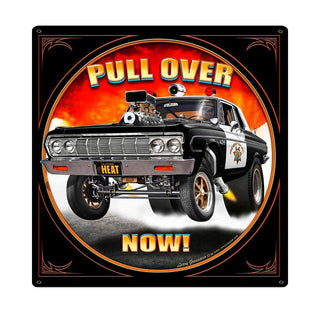 Pull Over Police Hot Rod Sign Large with Border 24 x 24