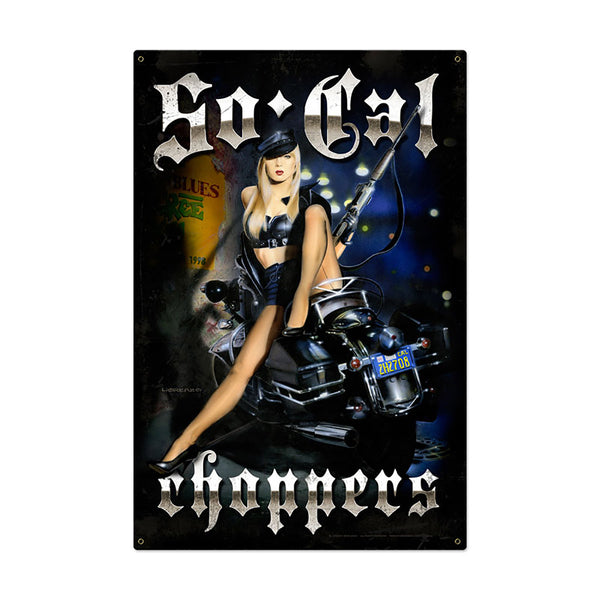 So Cal Choppers Motorcycle Pin Up Sign Large 24 x 36