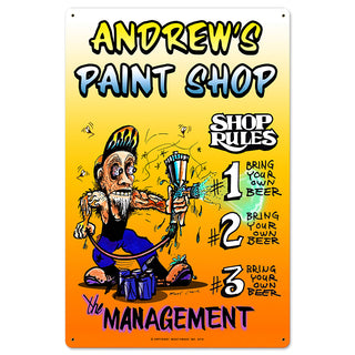 Andrews Paint Shop Rules Garage Sign Large 16 x 24