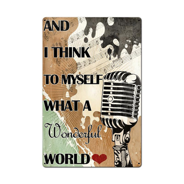 What a Wonderful World Song Microphone Sign Large 16 x 24