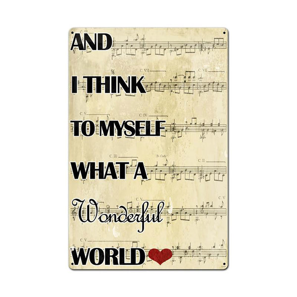 What a Wonderful World Song Music Notes Sign Large 16 x 24