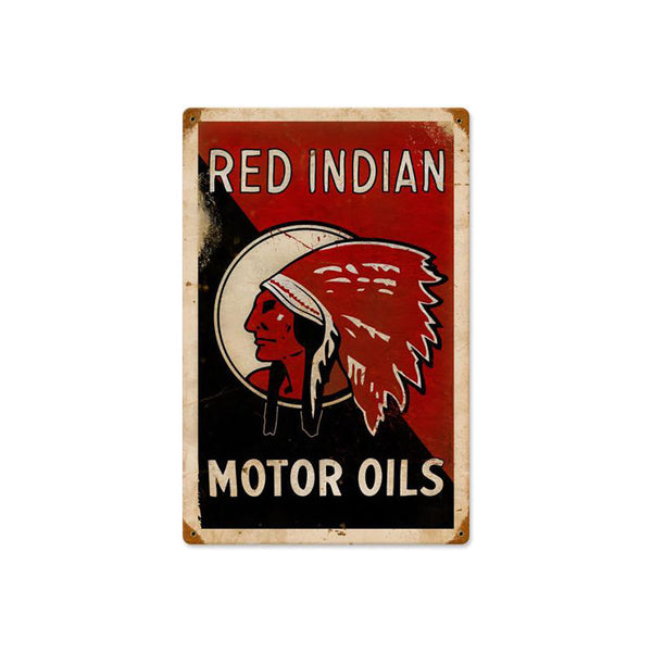 Red Indian Motor Oils Garage Sign Large 24 x 36