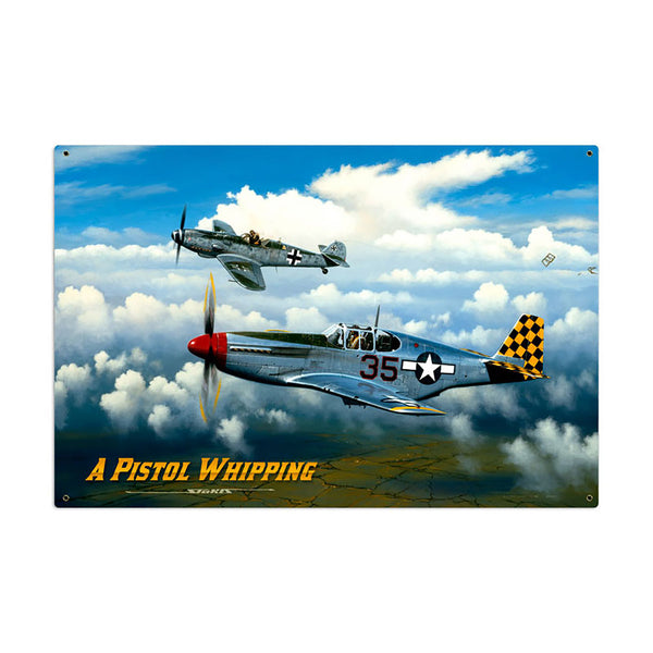 Pistol Whipping P-51 Mustang vs. German Plane Sign Large 36 x 24