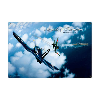 Angels of Okinawa F4U Corsair vs. Japanese Zero Plane Sign Large 36 x 24