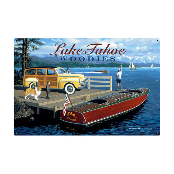 Lake Tahoe Woodies Car Boat Sign Large 36 x 24