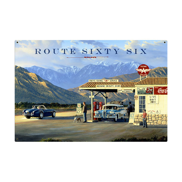 Route 66 Flying A Gas Station Sign Large 36 x 24