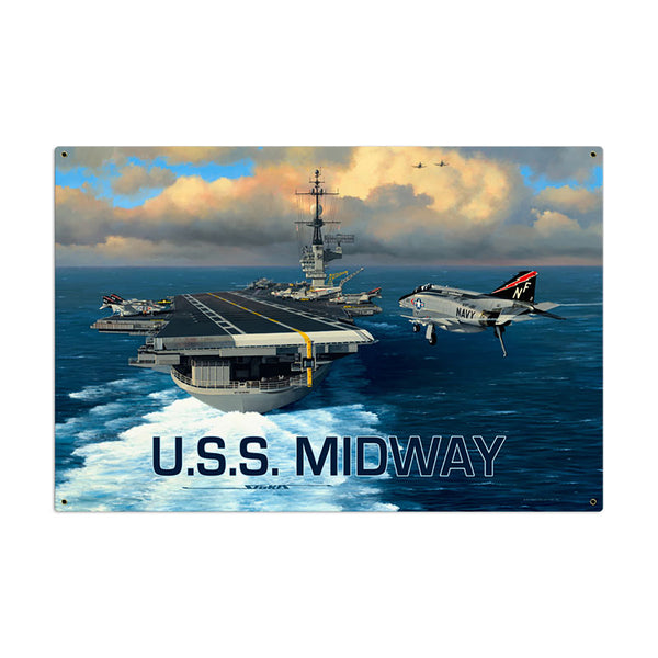 U.S.S. Midway Aircraft Carrier Sign Large 36 x 24