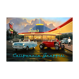 California Graffiti Classic Cars Diner Sign Large 36 x 24