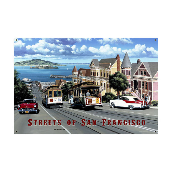 Streets of San Francisco Cable Car Trolley Sign Large 36 x 24