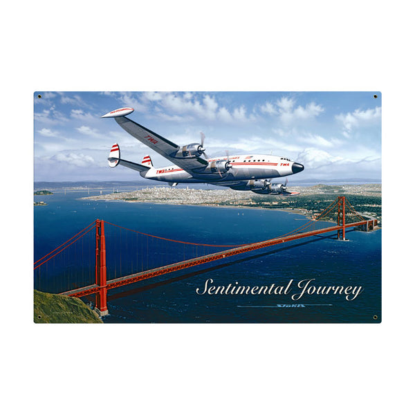 Sentimental Journey TWA Airplane Sign Large 36 x 24